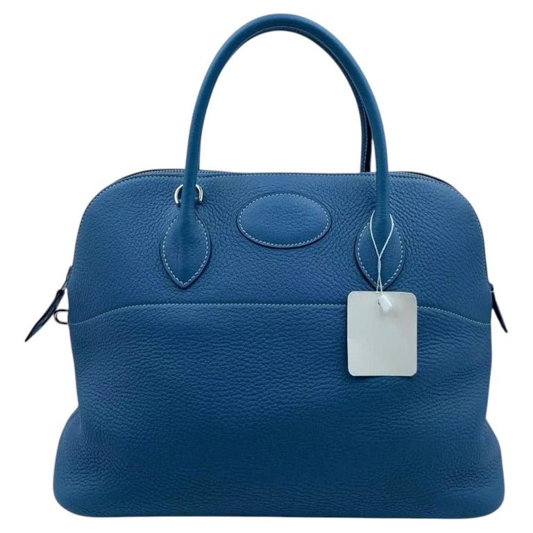 HERMES Bolide 35 Shoulder Handbag Taurillon Clemence Blue Jeans 2004