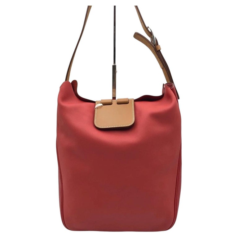 Hermes Virevolte 24 Shoulder Bag Swift Clemence Red Leather Handbag