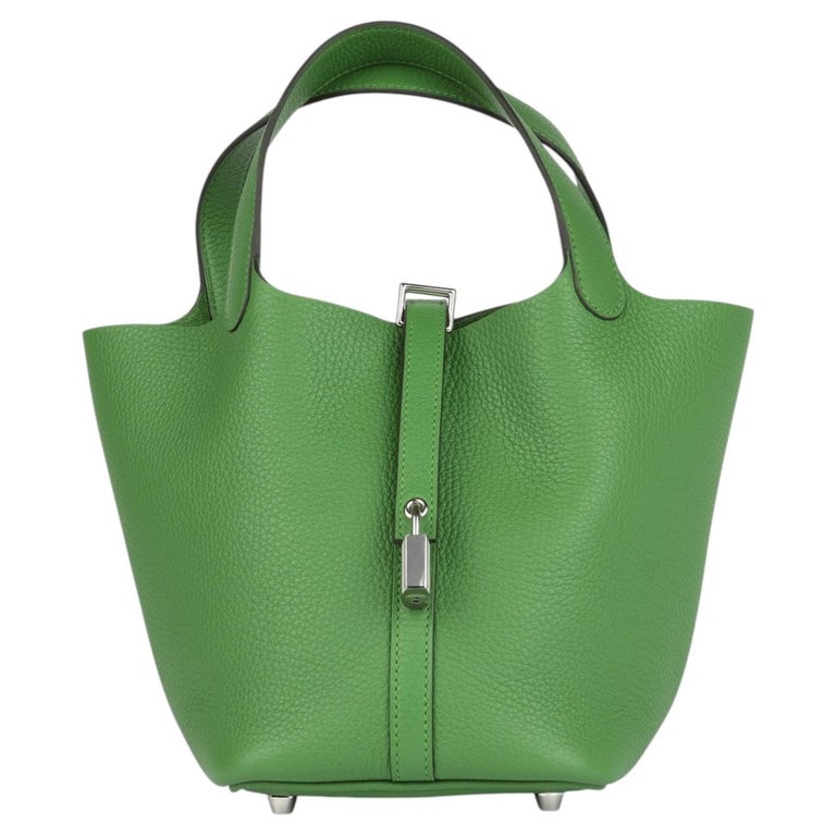 Hermès Vert Yukka Clemence Leather Picotin Lock 18
