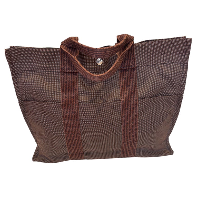 Hermes Vintage Brown Herline MM Tote Bag w/Entrupy Certificate