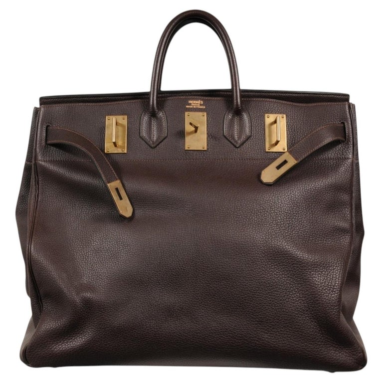 Hermès Haut A Courroies HAC 50 Chocolate Brown Buffalo Leather Travel Duffle Bag