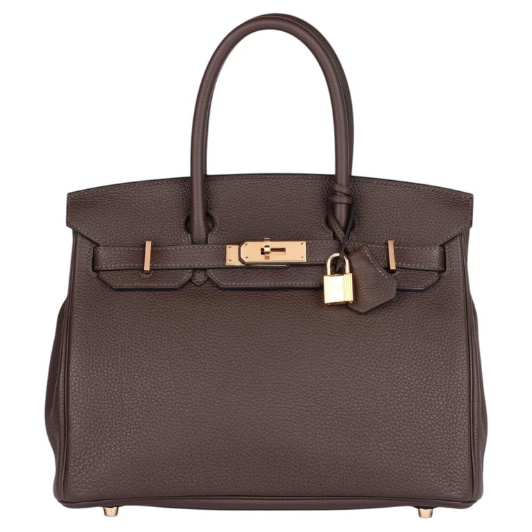 Hermès Chocolat Togo Leather Birkin 30cm Retourne