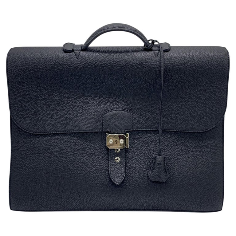HERMES Sac à Dépêches 38 Black Togo Leather Briefcase Palladium Tone HW 2014