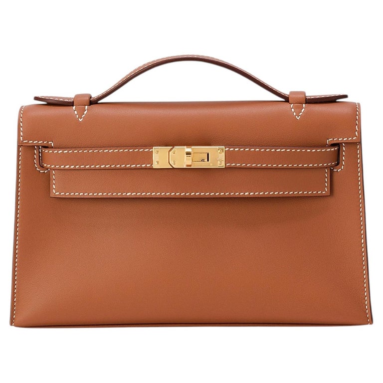 Hermès Kelly Pochette Gold Swift Leather Gold Hardware