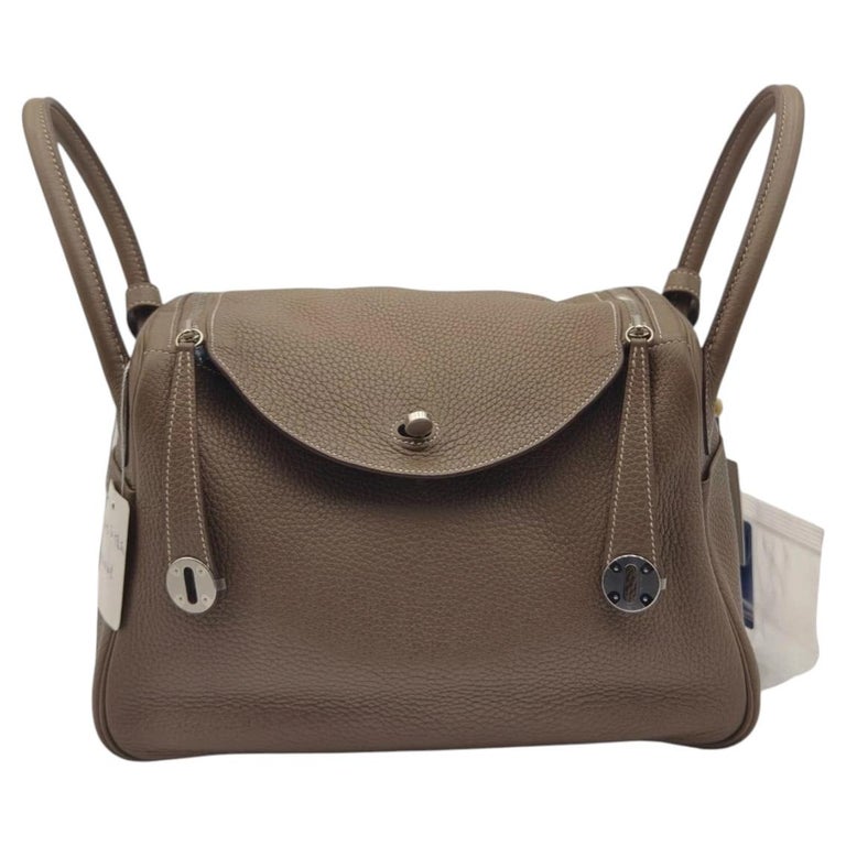 Hermes Lindy 30 Etoupe Clemence Leather Palladium Hardware PHW Stamp A 2017