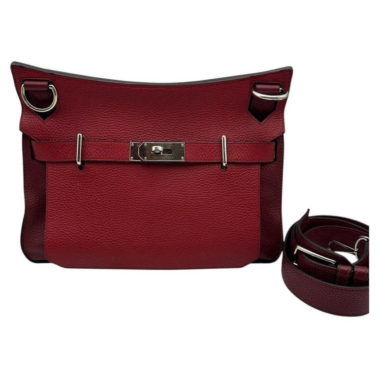 HERMES Jypsiere 31 Red Leather Crossbody Bag Sliver Hardware 2012