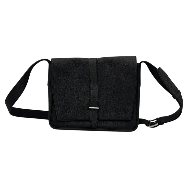 Hermes Steve Light Junior Messenger Bag Black Leather Shoulder Bag 2024