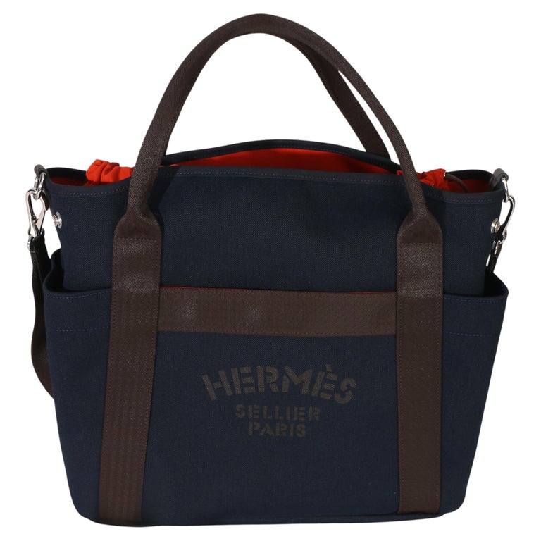 Hermès Bleu Navy Feu Canvas The Grooming Bag