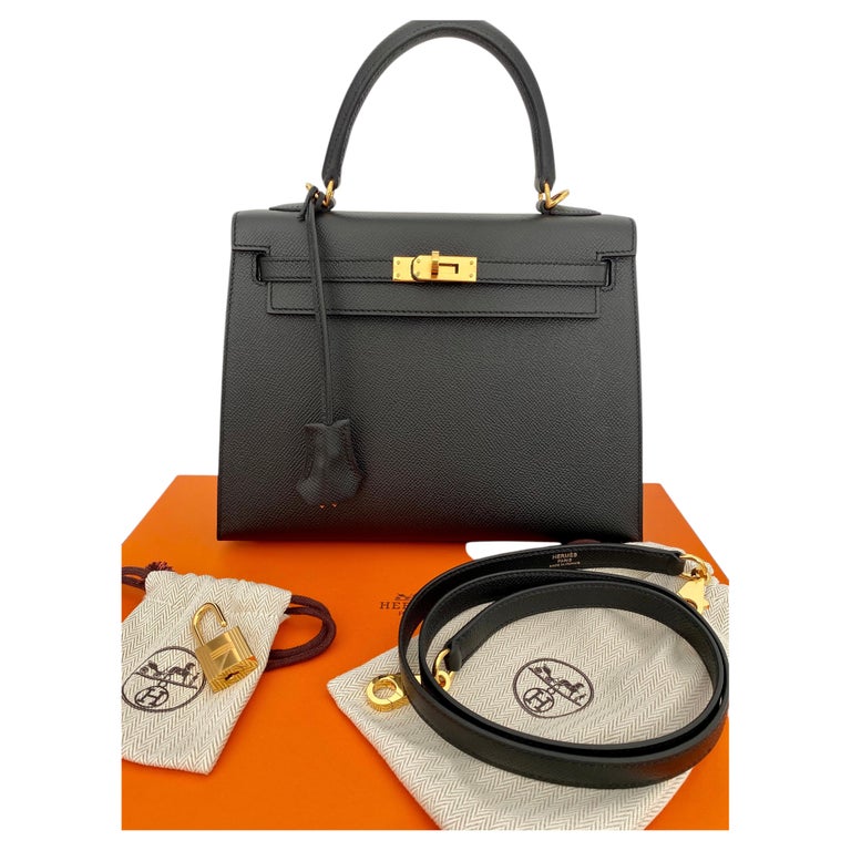 Brand New Hermes Kelly 25 Black Epsom GHW
