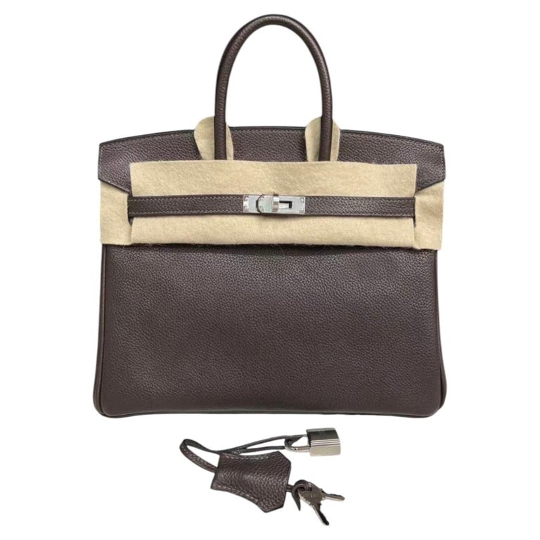 Hermes Birkin 25 Barenia Faubourg Ebene palladium hardware handbag