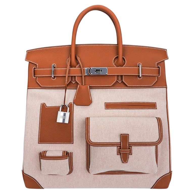 Hermes Birkin Cargo Hac 40 Birkin Bag Gold Evercolor Leather Toile H Ecru Gold