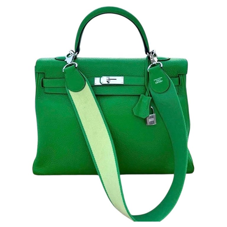 HERMES Kelly 35 Bamboo Green Togo Leather