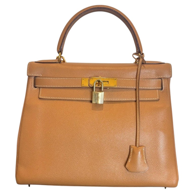 Sac Hermès Kelly 28 Courchevel Gold Bandoulière 2004