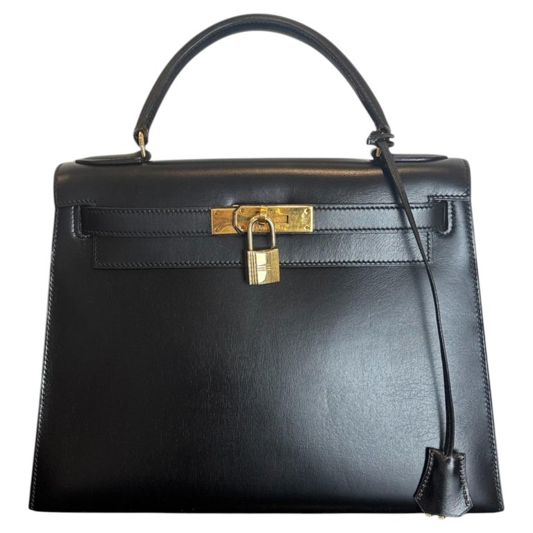 Sac Hermès Kelly 28 Box Noir 1978