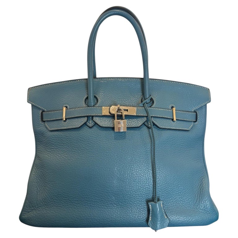 Sac Hermès Birkin 35 Taurillon Clémence Bleu Jean 2009