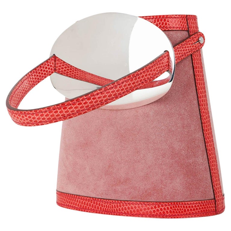 Hermes Stromboli Bag Rose Indien Doblis Rose Azalee Lizard Sterling Silver Lid