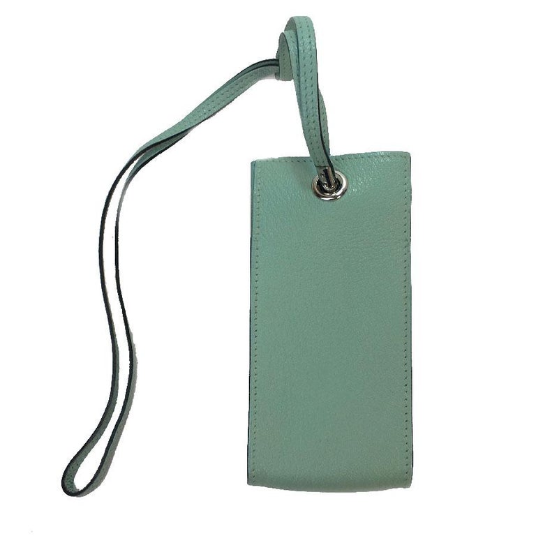 HERMES Mini Clutch in Blue Celadon Leather