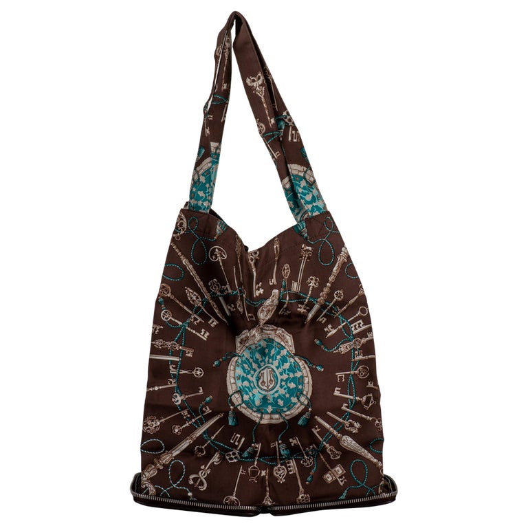 Hermès Brown Les Clefs Silky Pop Bag
