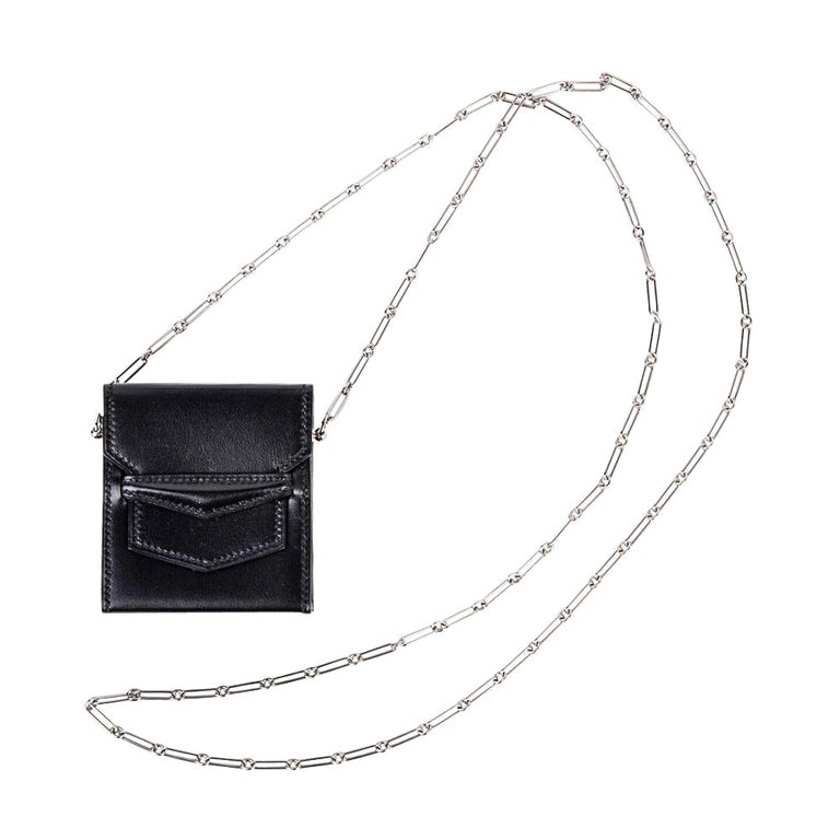 Hermes Micro Sac 70mm Noir Villandry Palladium Paper Clip Chain Limited Edition