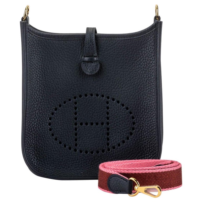 Hermes Mini Evelyne Blue Pink Gold Bag
