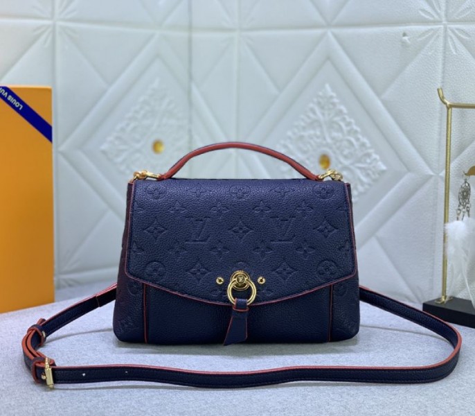 Louis Vuitton Reissue Monogram Empreinte Leather Blanche BB In Navy Blue