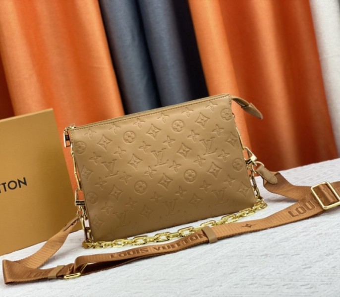 Louis Vuitton Reissue Coussin PM In Camel With Jacquard Strap