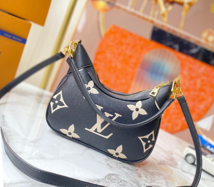 Louis Vuitton Reissue Bicolor Monogram Empreinte Leather Bagatelle Mini In Black