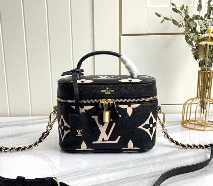 Louis Vuitton Reissue Bicolor Monogram Empreinte Nice Mini In Black And Beige