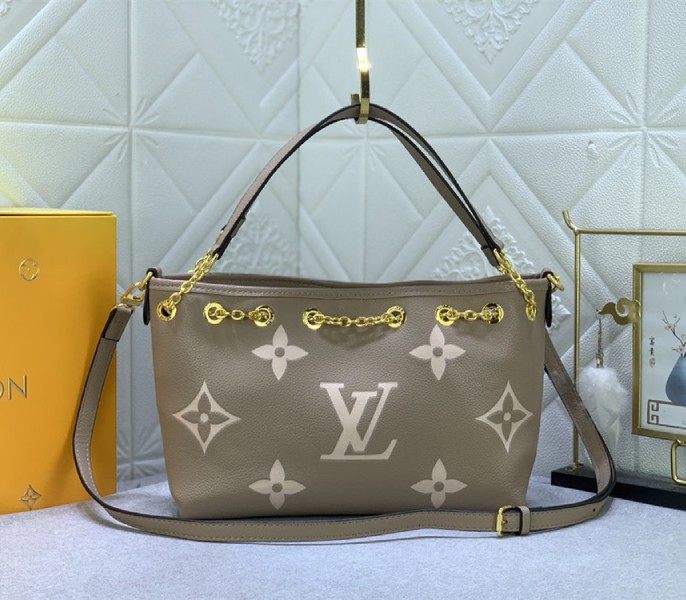 Louis Vuitton Reissue Bicolor Monogram Empreinte Bundle In Tourterelle Gray and Cream
