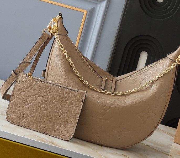 Louis Vuitton Reissue Louis Vuitton Monogram Empreinte Loop Hobo Bag In Galet Gray