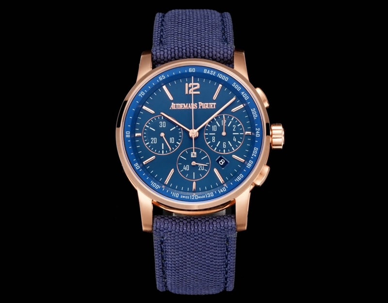 APF Audemars Piguet CODE 11.59 One-to-One Premium Replica Blue Dial Rose Gold Ring Mechanical Strap Model 26393