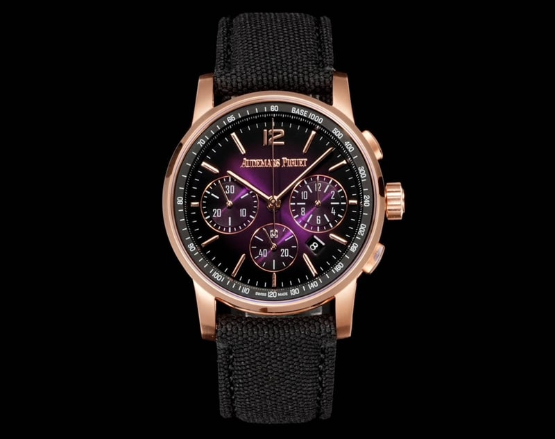 APF Audemars Piguet CODE 11.59 Selfwinding Chronograph 26393 One-to-One Super Clone with Smoked Purple Dial and Rose Gold Bezel