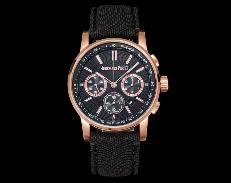 APF Audemars Piguet CODE 11.59 Factory Top 1:1 Replica, Black Dial, Rose Gold Bezel, Leather Strap, Model 26393