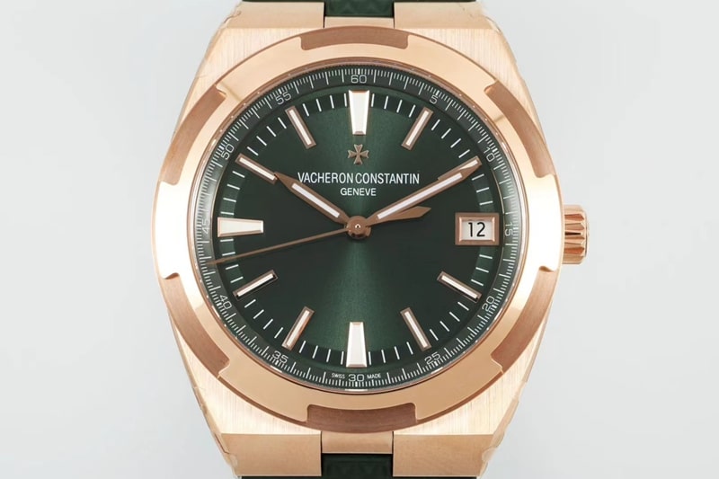 Vacheron Constantin réplica de reloj de primera calidad esfera verde 4520V correa de caucho 41mm oro rosa 1