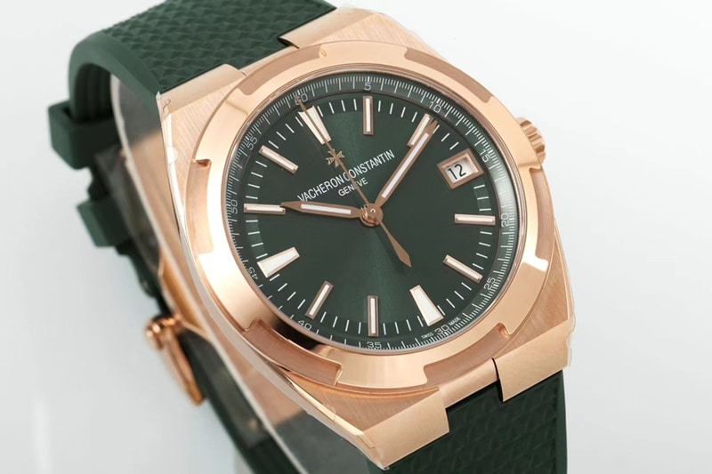 Vacheron Constantin réplica de reloj de primera calidad esfera verde 4520V correa de caucho 41mm oro rosa 2