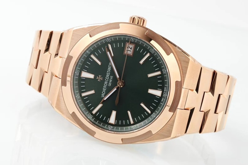 Vacheron Constantin viaja por todo el mundo réplica de reloj de primera calidad esfera verde 4520V pulsera de acero 41mm oro rosa