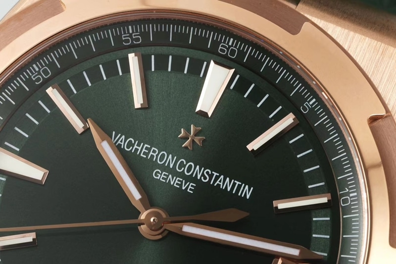 Vacheron Constantin réplica de reloj de primera calidad esfera verde 4520V correa de caucho 41mm oro rosa 5