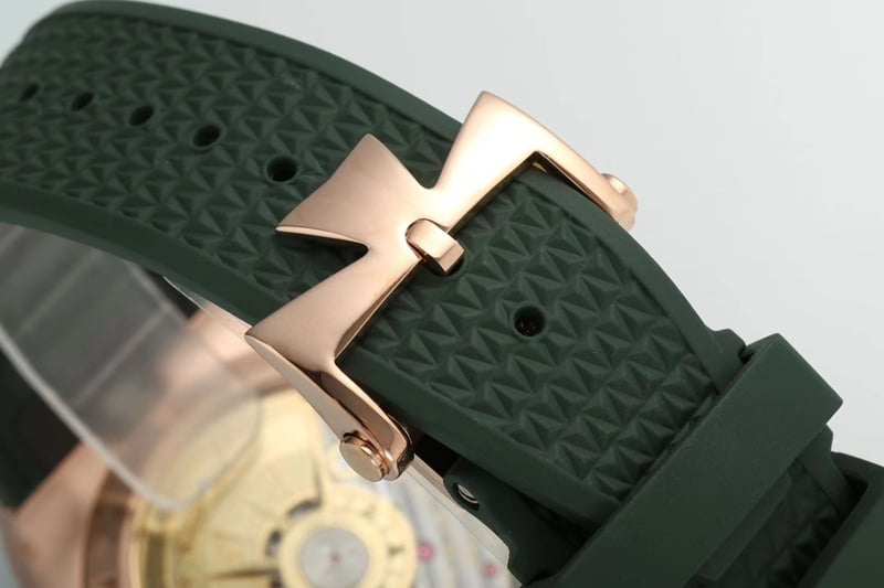 Vacheron Constantin réplica de reloj de primera calidad esfera verde 4520V correa de caucho 41mm oro rosa 7