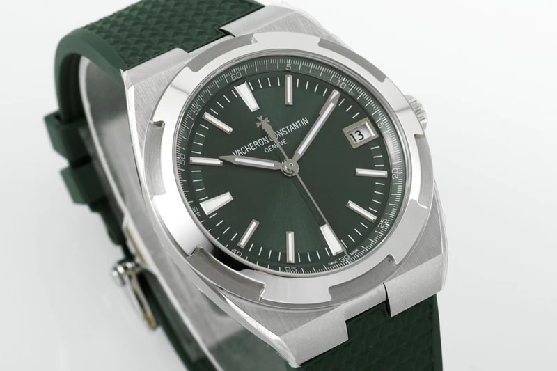 Vacheron Constantin réplica de reloj de primera calidad esfera verde 4520V correa de caucho 41mm acero blanco 2