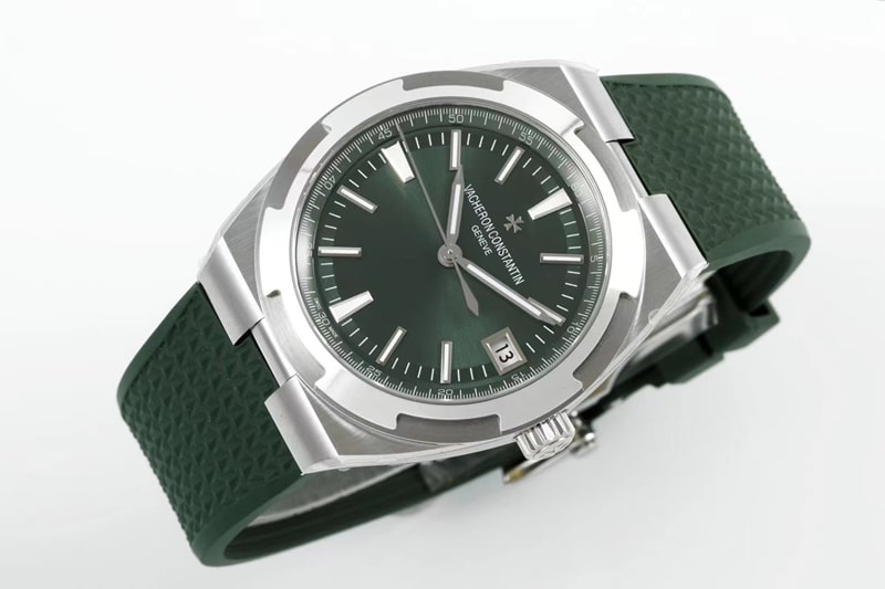 Vacheron Constantin réplica de reloj de primera calidad esfera verde 4520V correa de caucho 41mm acero blanco 3