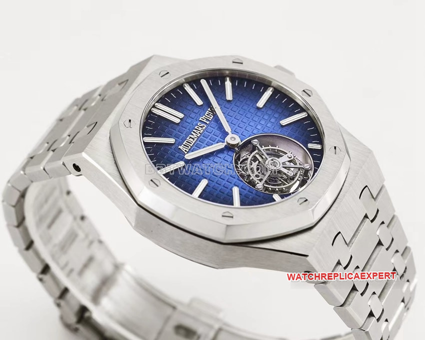 Audemars PiguetRoyal Oaktop-tier 1:1high-quality replica smoked blue large plaid plate tourbillon26730front live photo