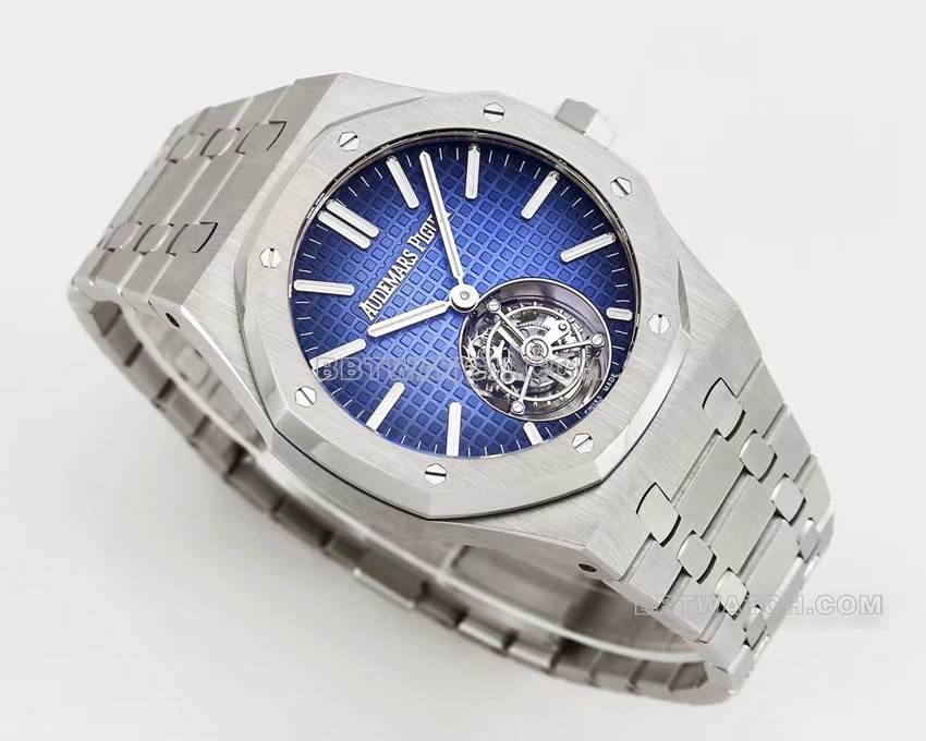 Audemars PiguetRoyal Oaktop-tier 1:1high-quality replica smoked blue large plaid plate tourbillon26730front live photo