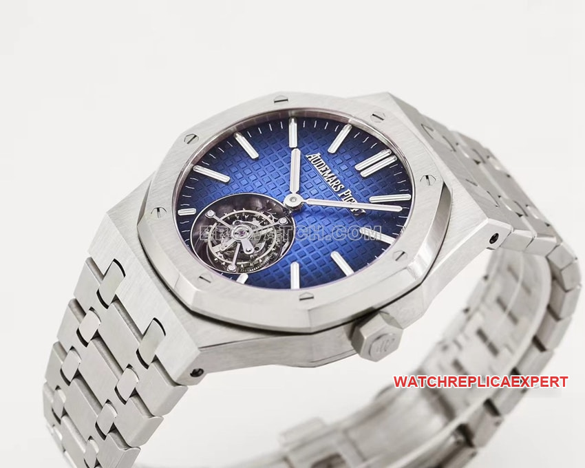 Audemars PiguetRoyal Oaktop-tier 1:1high-quality replica smoked blue large plaid plate tourbillon26730front live photo