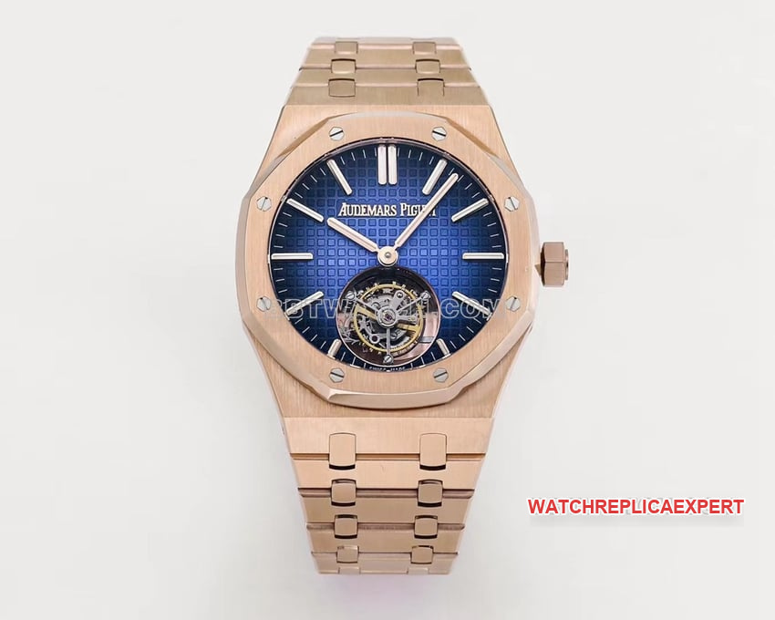 Audemars Piguet Royal Oak 26730OR Super Clone Rose Gold Smoked Blue Grande Tapisserie Self-Winding Tourbillon Mechanical Watch