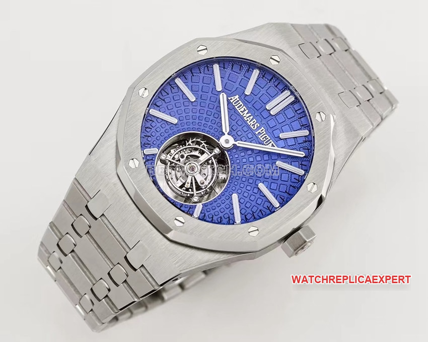Audemars PiguetRoyal Oaktop-tier replica blue plaid plate tourbillon26530PTfront live photo