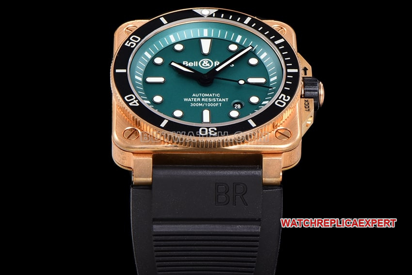 BR factory Bell & Ross super clonegreen dialbronze rubber model BR0392-D-LT-BR/SRBfront live photo