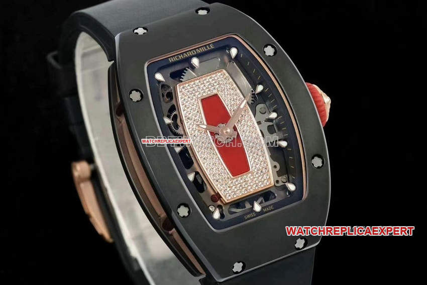 KV FactoryRichard Mille ladies 1:1super clone red plate black ceramicRM 07-01front live photo