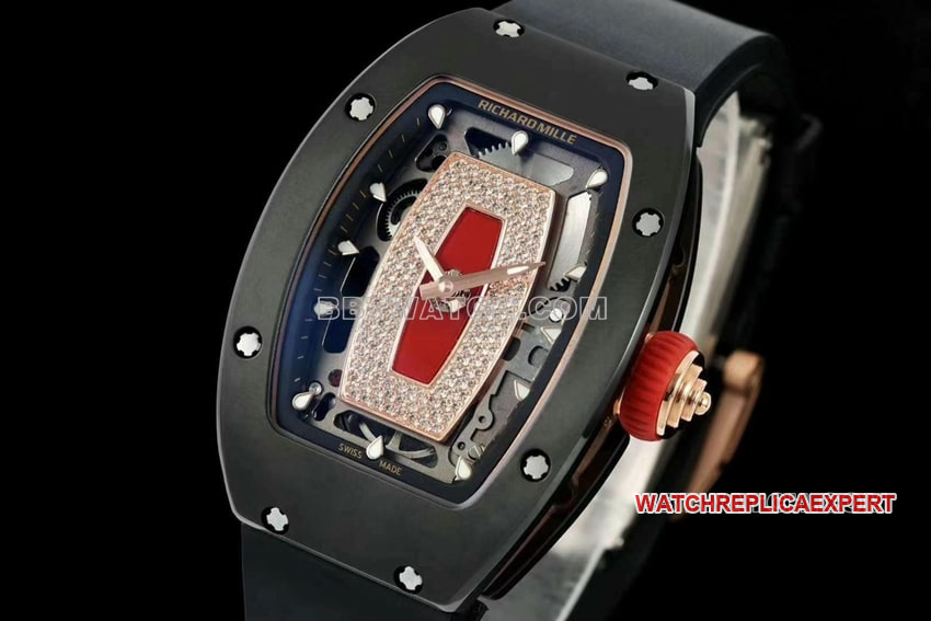 KV FactoryRichard Mille ladies 1:1super clone red plate black ceramicRM 07-01front live photo