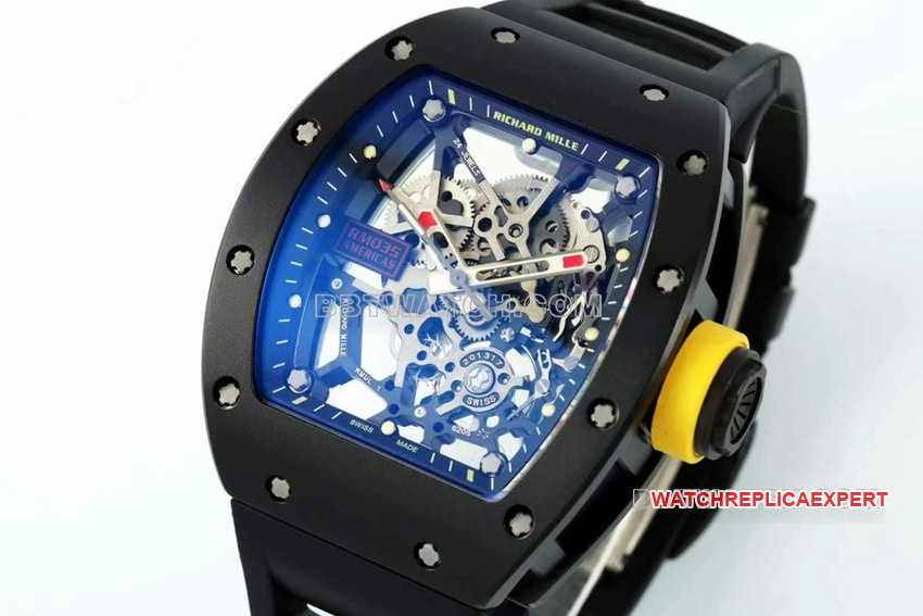 Richard Mille men's super clone hollow plate RM 035front live photo