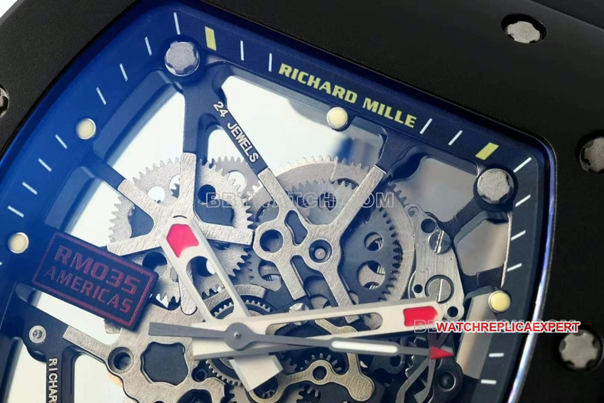 Richard Mille men's super clone hollow plate RM 035front live photo